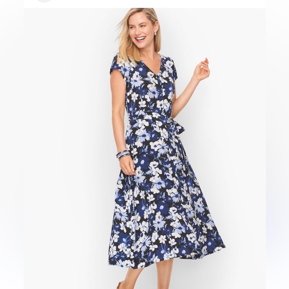 Talbots Dresses & Skirts - Talbots Floral Midi Shirt Dress Floral Blue White Womens Size 12 Long Maxi